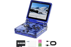 WESICH RG35XXSP Flip Retro Game Console,3.5 Inch IPS Screen 640x480,Built-in 64GB TF Card,with 3300mAh Battery Linux System Classic Game Console,Support HD and TV Output Casual Game Console(Blue)