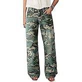 Flamingals Straight Leg Jeans for Women Mid Rise Casual Wash Floral Embroidery Denim Pants