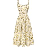 Scarlet Darkness Women 2026 Floral Corset Dress Summer Milkmaid Sundress Wedding Guest Dresses with Pockets