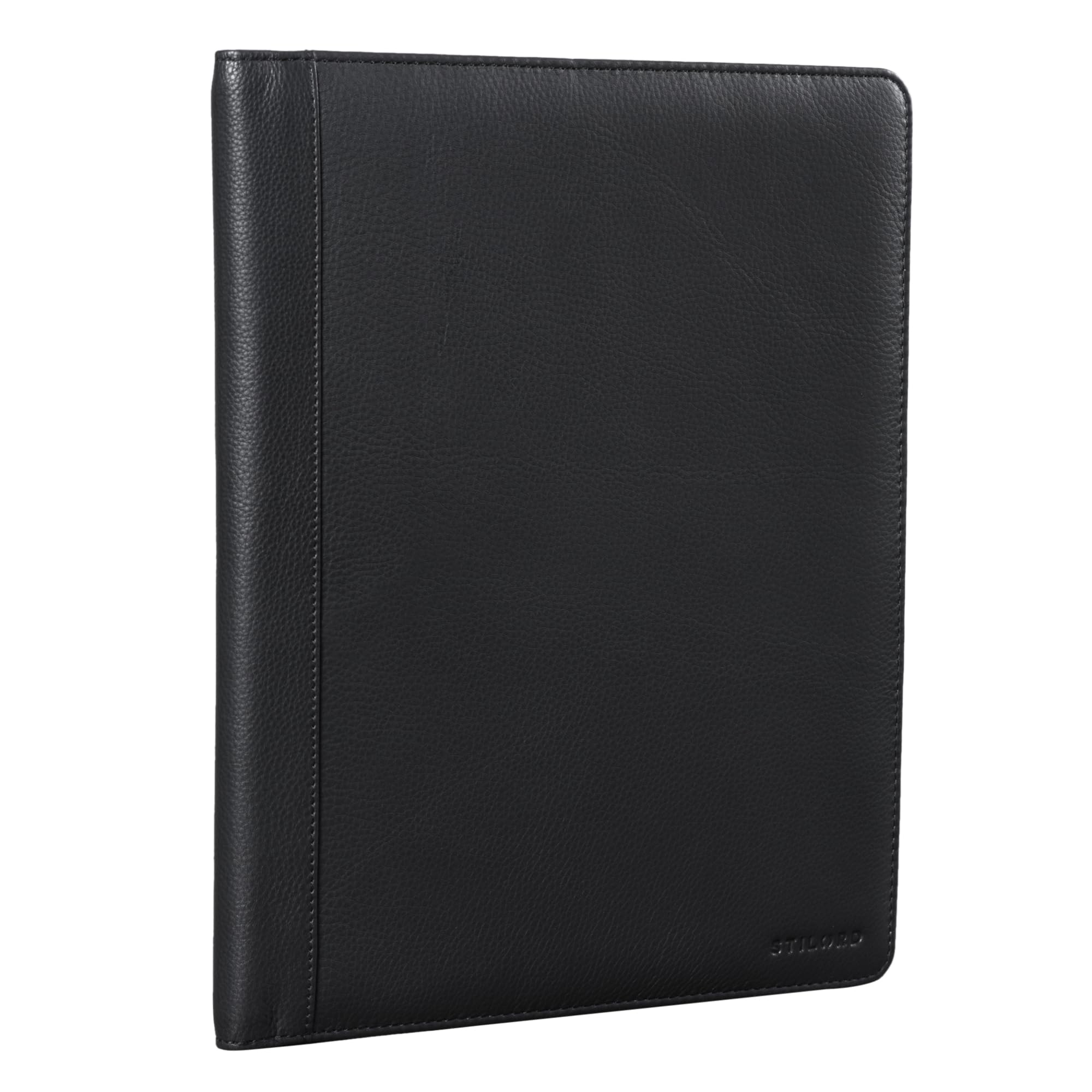 STILORD 'Malcolm' Leather Portfolio A4 Writing Case Vintage Document Folder for Business Work Meeting Conference Case Organizer Genuine Leather, Colour:Black