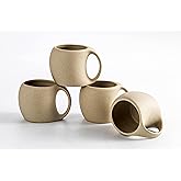 SYJAN HOME Ceramic Espresso Cups Set of 4, Double Espressos Shots Cup,4 OZ Espresso Mugs,Cute Small Coffee Cups for Double Shots,Cappuccino,Small Latte,Tea,Cafe (Neutral Beige, 4 OZ)