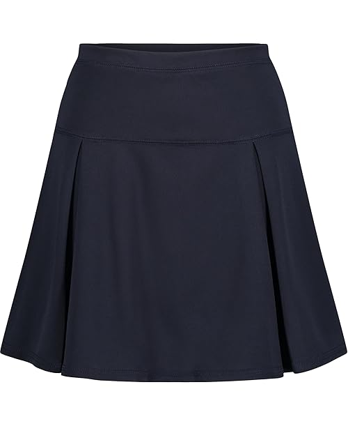 IZOD Girls' School Uniform Pull-on Scooter Skirt with Undershorts, Knit Waistband & Functional Pockets, Wrinkle Resistant, Navy Performance, 5