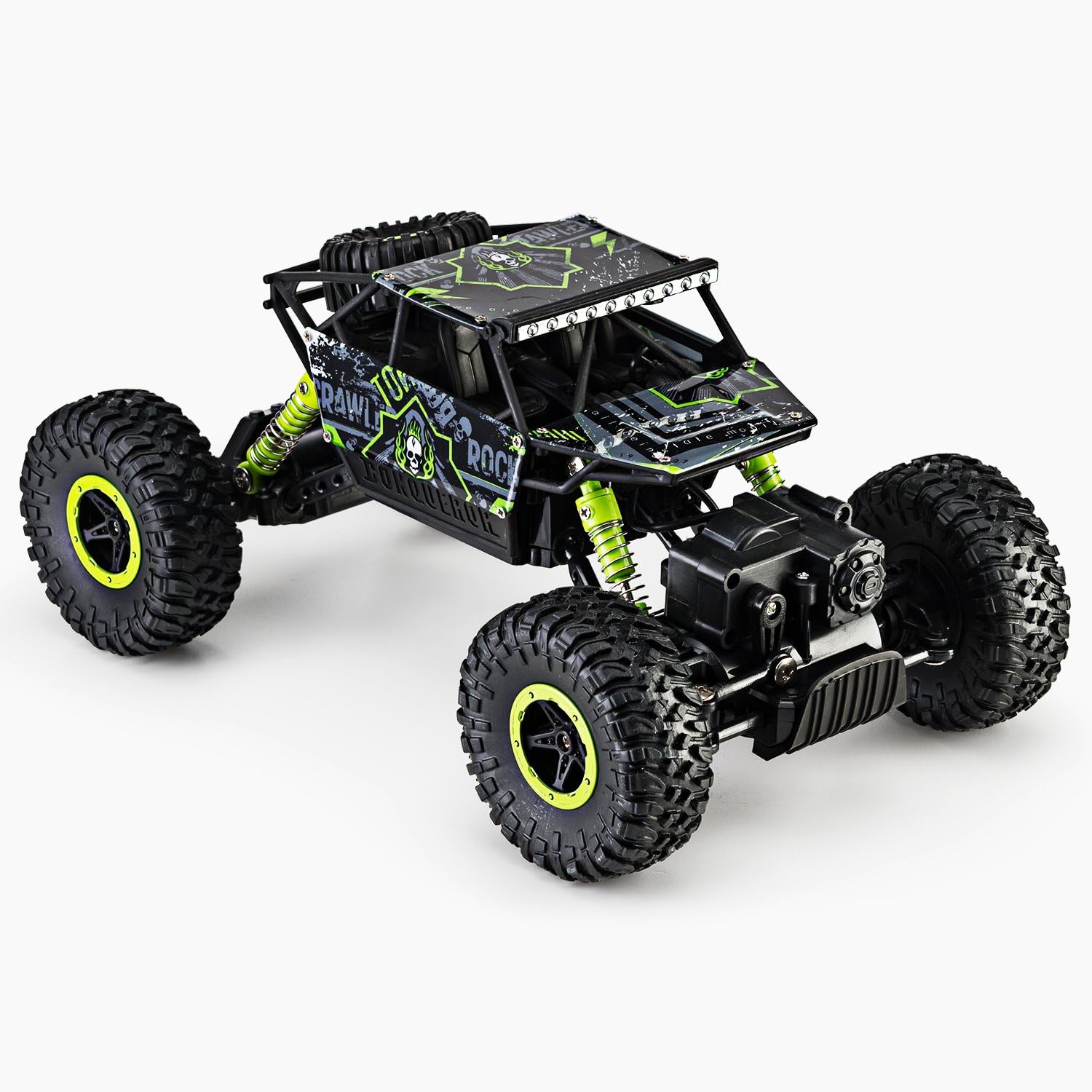 Toydaloo Remote Radio Control 4WD Off-Road Monster Crawler, Rock & Pebble Climber, with 2.4Ghz, Electric Fast Racing Hobby Car (Green)