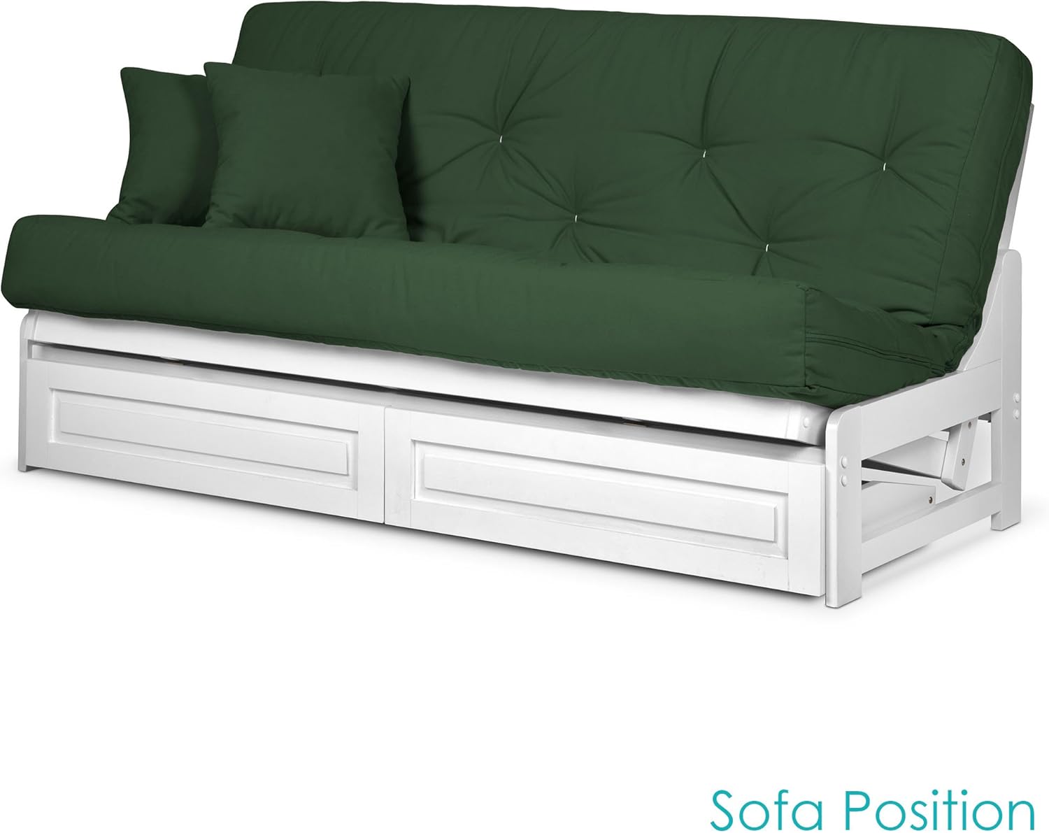 Amazon Com Arden White Futon With Storage Drawers Queen Size