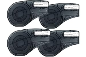 SIKOT Compatible Label Tape Replacememt for M21-500-499-TB Cartridge, 1/2 inches Nylon Labels Tape,Black on White Nylon Cloth Film Compatible with Portable Label Printer-16' Length 0.5" Width 4 Pack