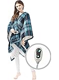 Beautyrest - Soft Sherpa Heated Blanket Wrap - Plaid Pattern - 50" x 64" - Aqua - with 3-Setting Heat Controller
