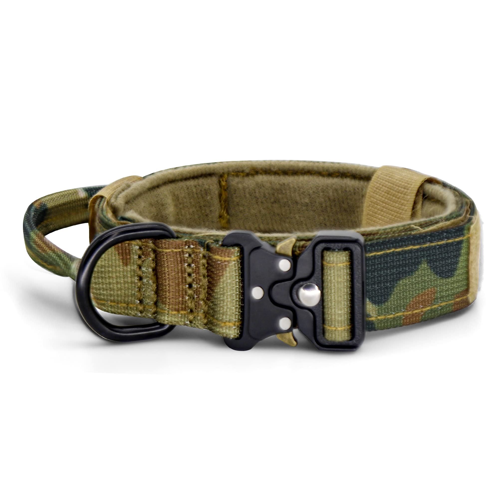 YoothBro Puppy 1 Inch Tactical Dog Collar, K9 Military Nylon Collar with Heavy Duty Metal Buckle for Medium Large Dogs Camo CP, S
