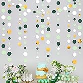 46 Ft Sage Green Gold Party Decorations Polka Dots Garlands Hanging Paper Circle Dots Streamer for Safari Wild Woodland Jungle Theme Birthday Baby Shower Graduation Wedding Party Decorations Supplies