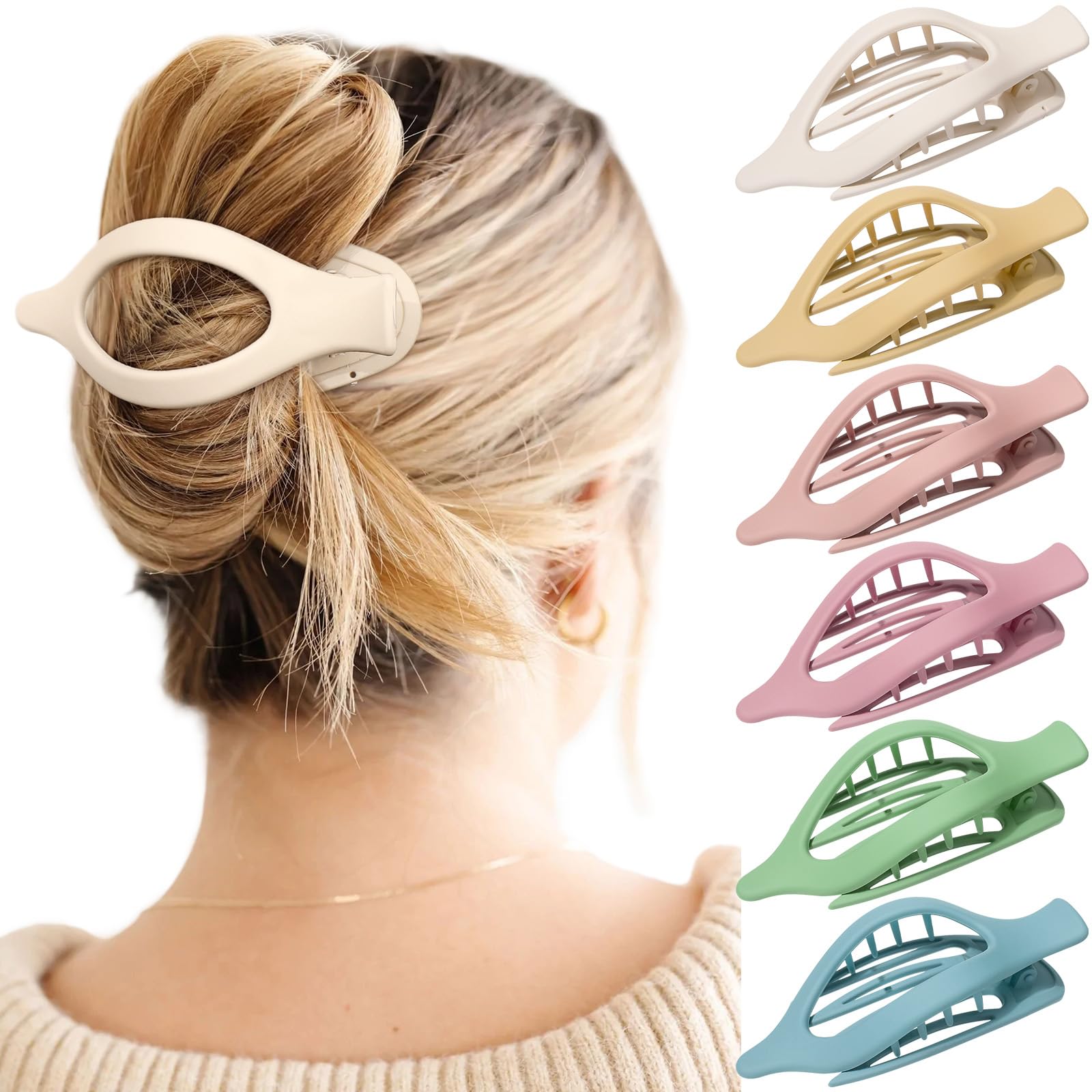 French Flat Hair Clips for Women - 6Pcs Flat Hair