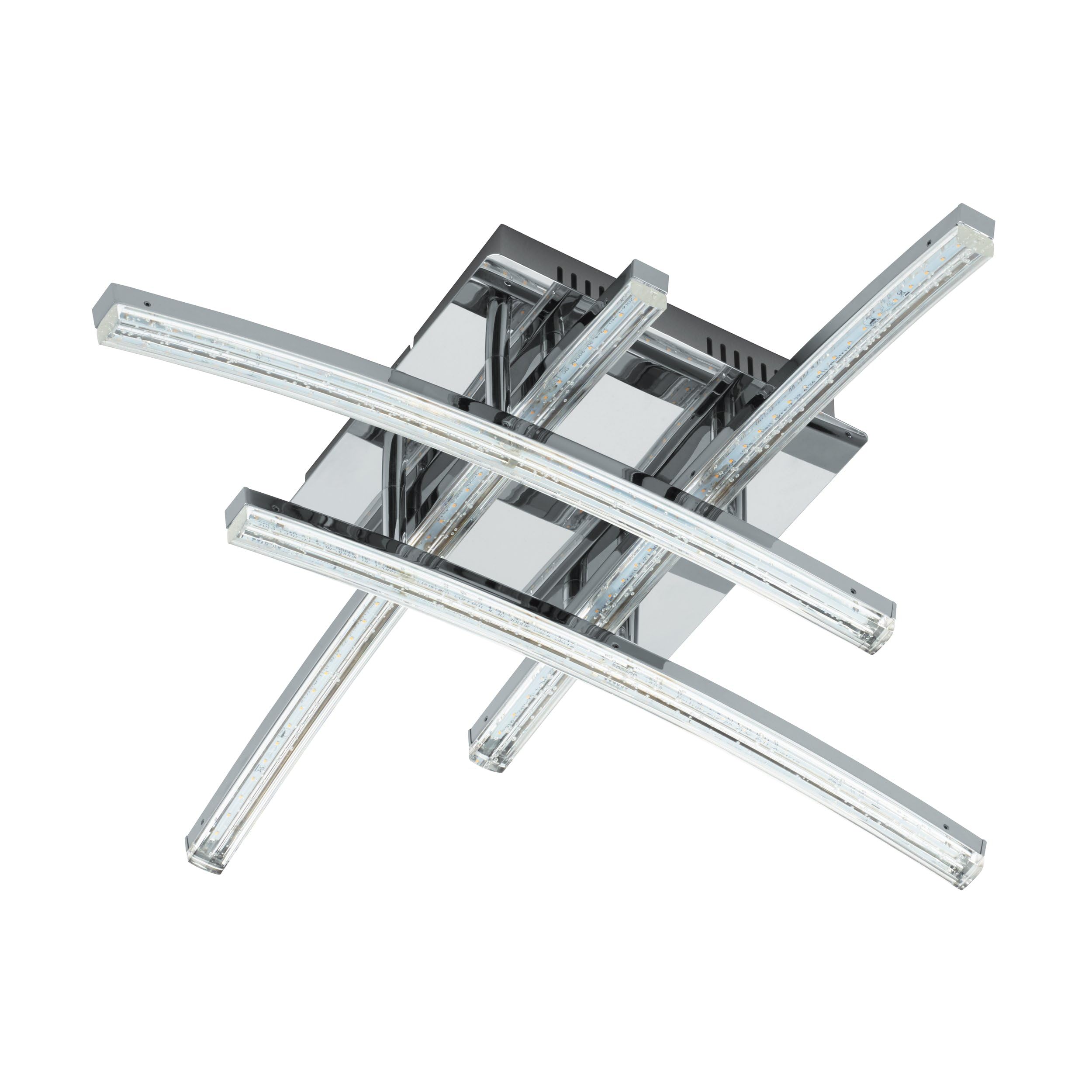 EGLO Pertini LED Ceiling Light, 4 Bulbs, Living Room Lamp, Modern, Kitchen Lamp Made of Steel, Aluminium and Plastic, Hallway Lamp Ceiling in Chrome, Transparent