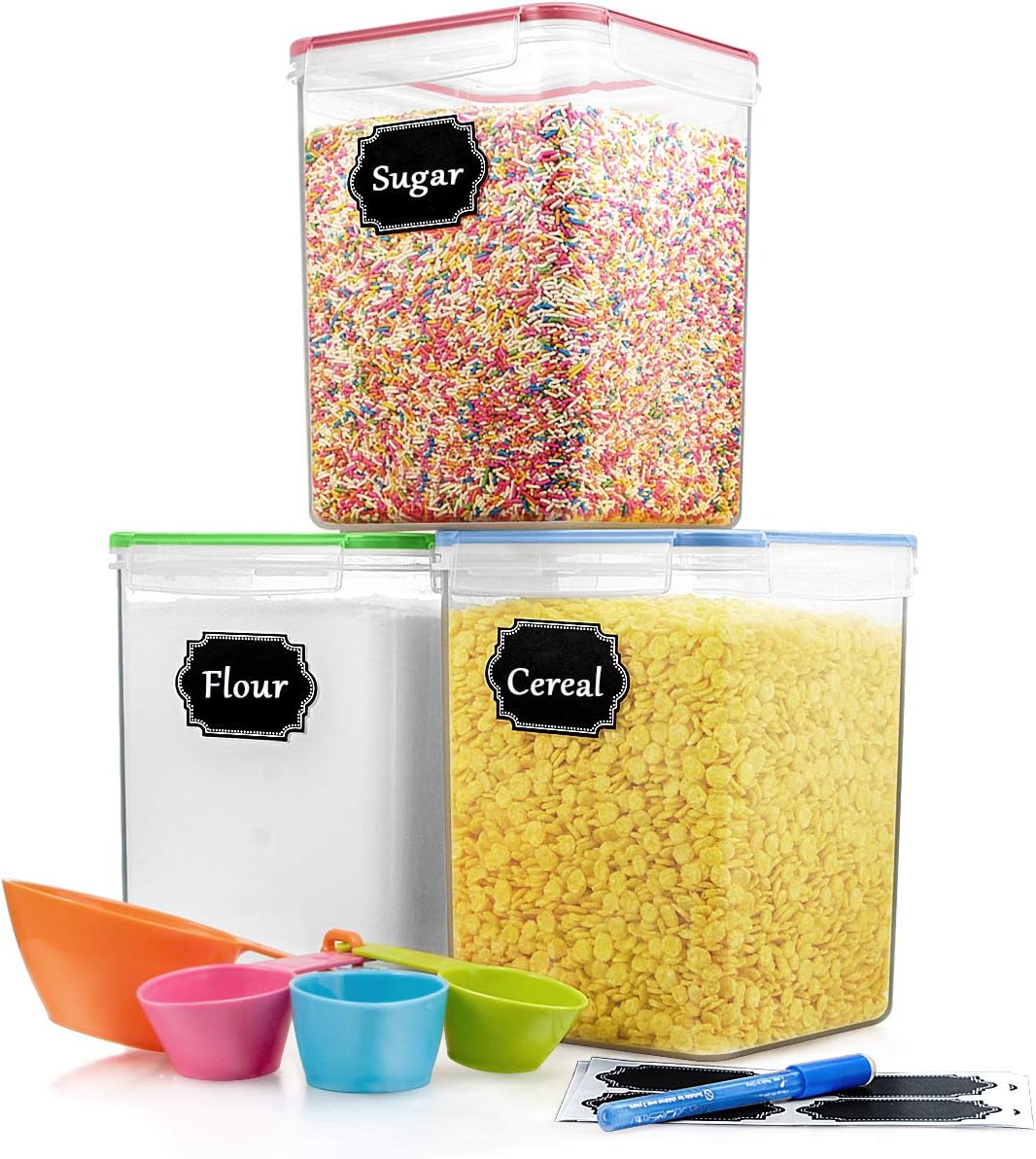 2 Pack Large Airtight Food Storage Containers For Flour Fast Sugar 142 Ounces Food Storage Containers Home Garden Worldenergy Ae