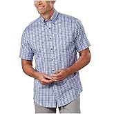 Kirkland Signature Men's Non Iron Stretch Short Sleeve Sport Shirt (Blue Check, XX-Large)