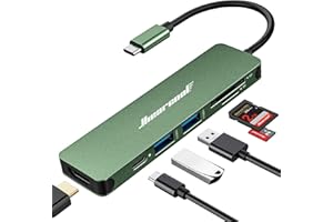 Hiearcool USB C Hub, USB C Adapter, 7 in 1 USB C Dongle USB-C to HDMI Multi-Port Adapter Compatible for Thunderbolt 3 4 MacBook Pro Air Dell Lenovo HP Laptops and Other Type C Devices-Green