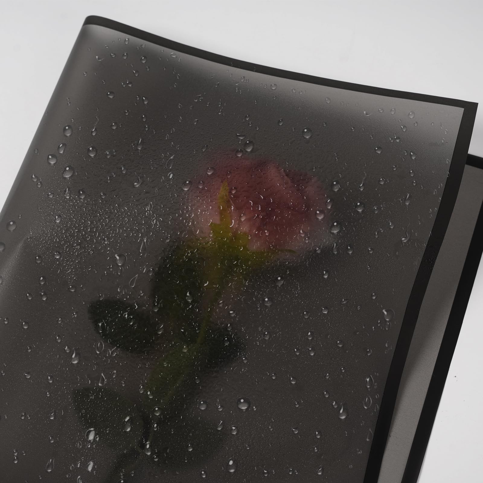 Kosotody 20 Sheets Frosted Flower Wrapping Paper Black Line Waterproof Florist Bouquet with Ribbon for Bouquets DIY Crafts Packaging Bouquet, 22.8x22.8 inch (Black), KOS039-FROSTWRAPSWHITE