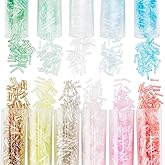 PH PandaHall 2200Pcs 11 Colors Twist Bugle Beads, 6x2mm Long Tube Beads Glass Seed Beads Colorful Craft Beads Loose Spacer Bead for Earrings Bracelets Necklaces Waist Chain Jewelry DIY Crafts Making