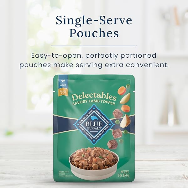 BLUE BUFFALO DELECTABLES NATURAL WET DOG FOOD TOPPER, LAMB DINNER 3OZ (PACK OF 24)