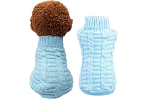 WIZ BBQT Cat Sweater,Turtleneck Knitted Kitten Clothes,Cat Sweaters for Cats only, Sphynx Cat Clothes,Small Dog Sweaters(Blue,M)