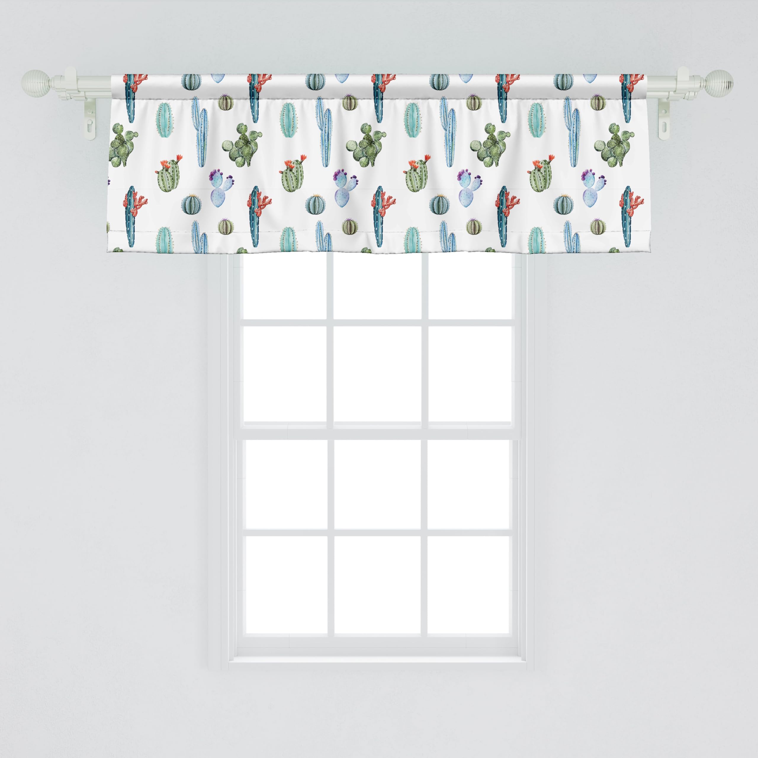 Ambesonne Cactus Window Valance, Watercolor