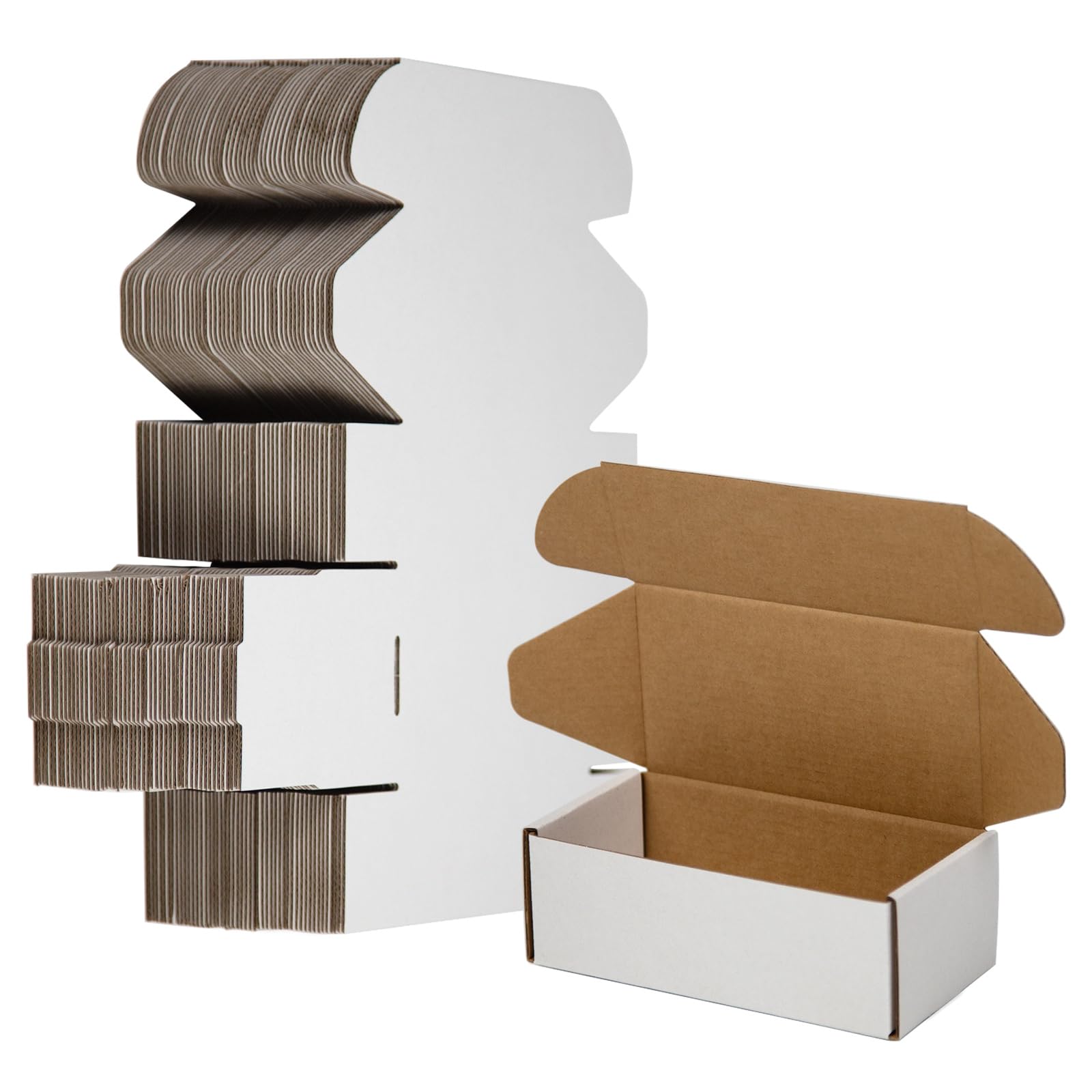 View 1 of SUNLPH 50 Pack 6.5x3.2x2.2 Inches Small Shipping Boxes, White Corrugated Cardboard Boxes, Moving Mailing Packing Box