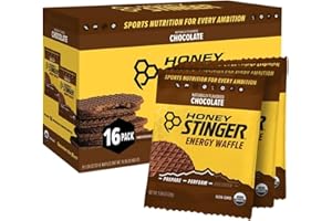 Honey Stinger Organic Chocolate Waffle, Energy Stroopwafel for Exercise, Endurance and Performance, Sports Nutrition for Home & Gym, Pre and Post Workout, Box of 16 Waffles, 16.96 Ounce