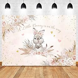Mocsicka Floral Bunny Baby Shower Backdrop Boho