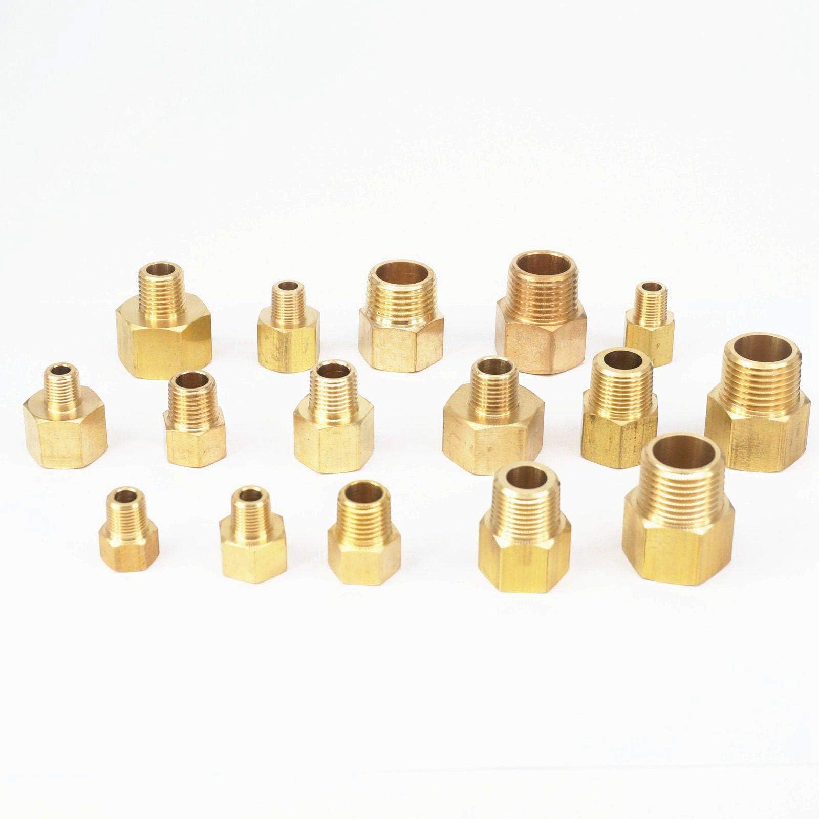 Maslin 1/8" 1/4" 3/8" 1/2" NPT Female to Male BSP Brass Pipe Fitting Connector Adapter for Pressure Gauge Air Gas Fuel Water - (Thread Specification: Type 9)