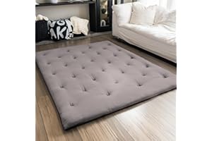 ZonLi Japanese Floor Futon Mattress Full Size 54"x 80",100% Cotton 2.5'' Thicken Tatami Mattress,Foldable Sleeping Pad,Portable Dormitory Tatami Mat,Roll Up Floor Lounger Bed for Adult (Grey)