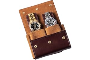 QWATCHBANDS Watch Travel Case Pouch - Genuine Leather Watch Pouches for 1 or 2 Watches - Luxury Watch Accessories in 10 Colors