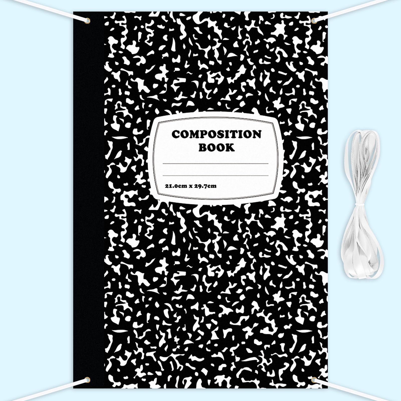 Photo 1 of Hahafelt School Backdrop Notebook Paper Backdrop Welcome First Day of School Decorations Composition Classroom Bulletin Board Party Supplies for Classroom Office(6.6 x 4.4ft,Composition)