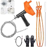 33 Feet Drain Snake Auger, Plumbing Snake Drain Hair Clog Removal Tool, Heavy Duty Toilet Snake Auger, Sink Unclogger Drain Cleaner Tool for Bathroom Kitchen Tub Shower with Gloves