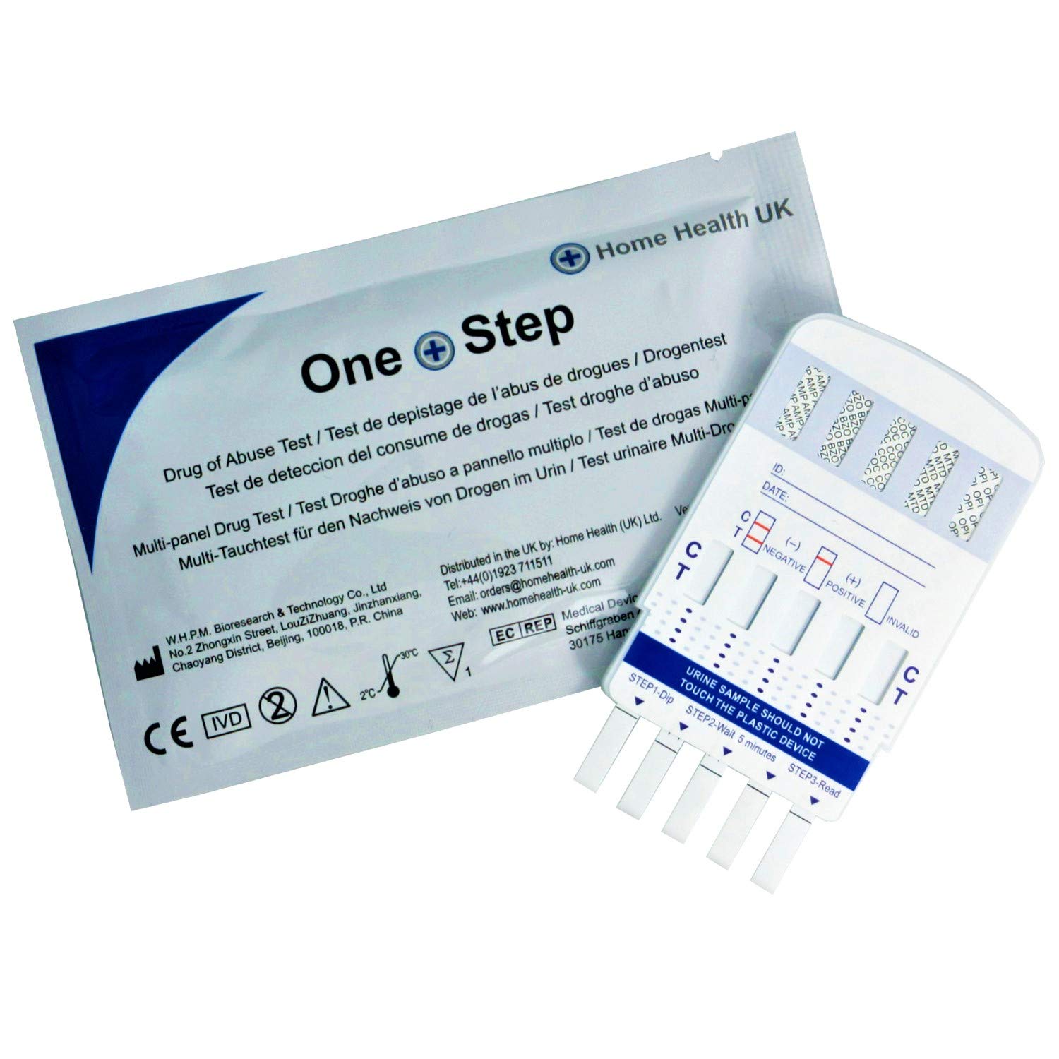 5 x 5 Panel Urine Home Drug Test Kit - Tests for Cocaine, Heroin, Speed, Valium and Methadone