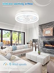JOFIOS Ceiling Fans with Lights,19.7" Flush Mount