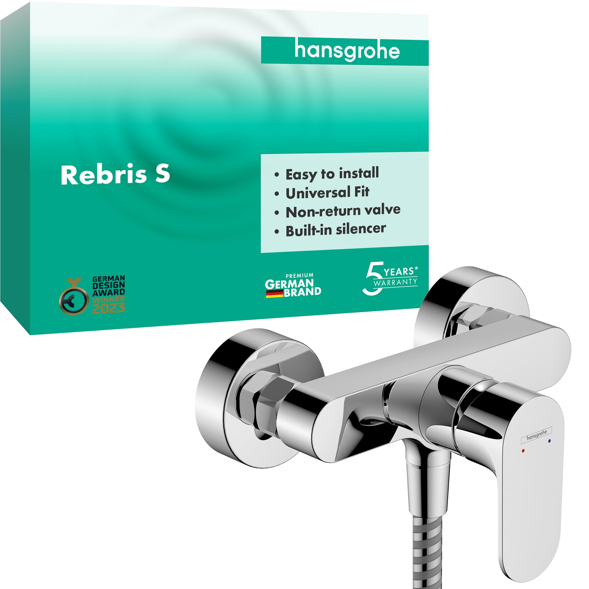 Hansgrohe Rebris S Single Lever Shower Mixer for Exposed Installation, Chrome, 72640000