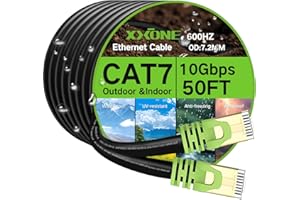 Outdoor Cat 7 Ethernet Cable 6.6ft, 26AWG Heavy-Duty Cat7 Networking Cord Patch Cable RJ45 Transmission Speed 10GbpsTransmiss