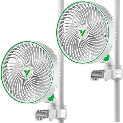VIVOSUN AeroWave E6 Grow Tent Fan 6” EC Motor Auto Oscillating Clip 2-Pack
