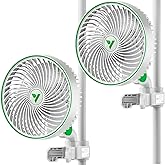 VIVOSUN 2-Pack AeroWave E6 Grow Tent Fan 6”, EC Motor, Smart Wifi Control, US Patented Auto Oscillating Clip fan, IP54, Stron