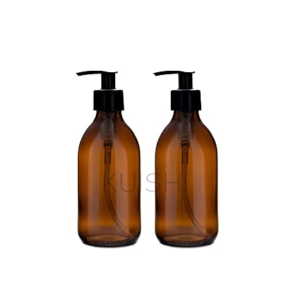 Botella de vidrio dispensadora de jabón Kuishi, vidrio, Amber, x2 250ml