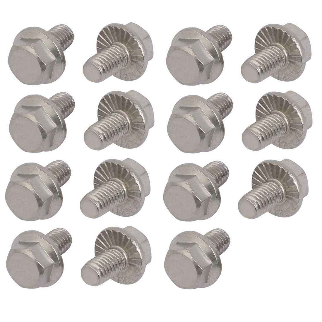 Sourcingmap M6x10mm Thread 304 Stainless Steel Hex Head Serrated Flange Screw Bolt 15pcs