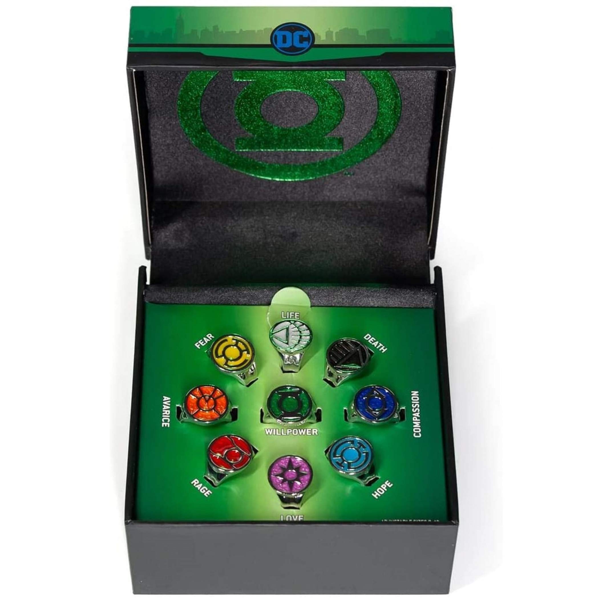 DC Comics Green Lantern Power Rings Emotional Spectrum | Includes 9 Adjustable Rings Featuring Each Emotion