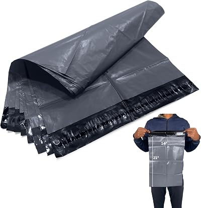 JeeJaan 20 Large Grey Parcel Bags 14x21 356x533mm Self Adhesive Waterproof