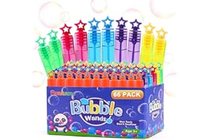 66 Pcs Mini Bubble Wands in 6 Colors, Mini Bubbles Bulk Assortment Toys，Bulk Party Favors for Kids, Themed Birthday, Christma