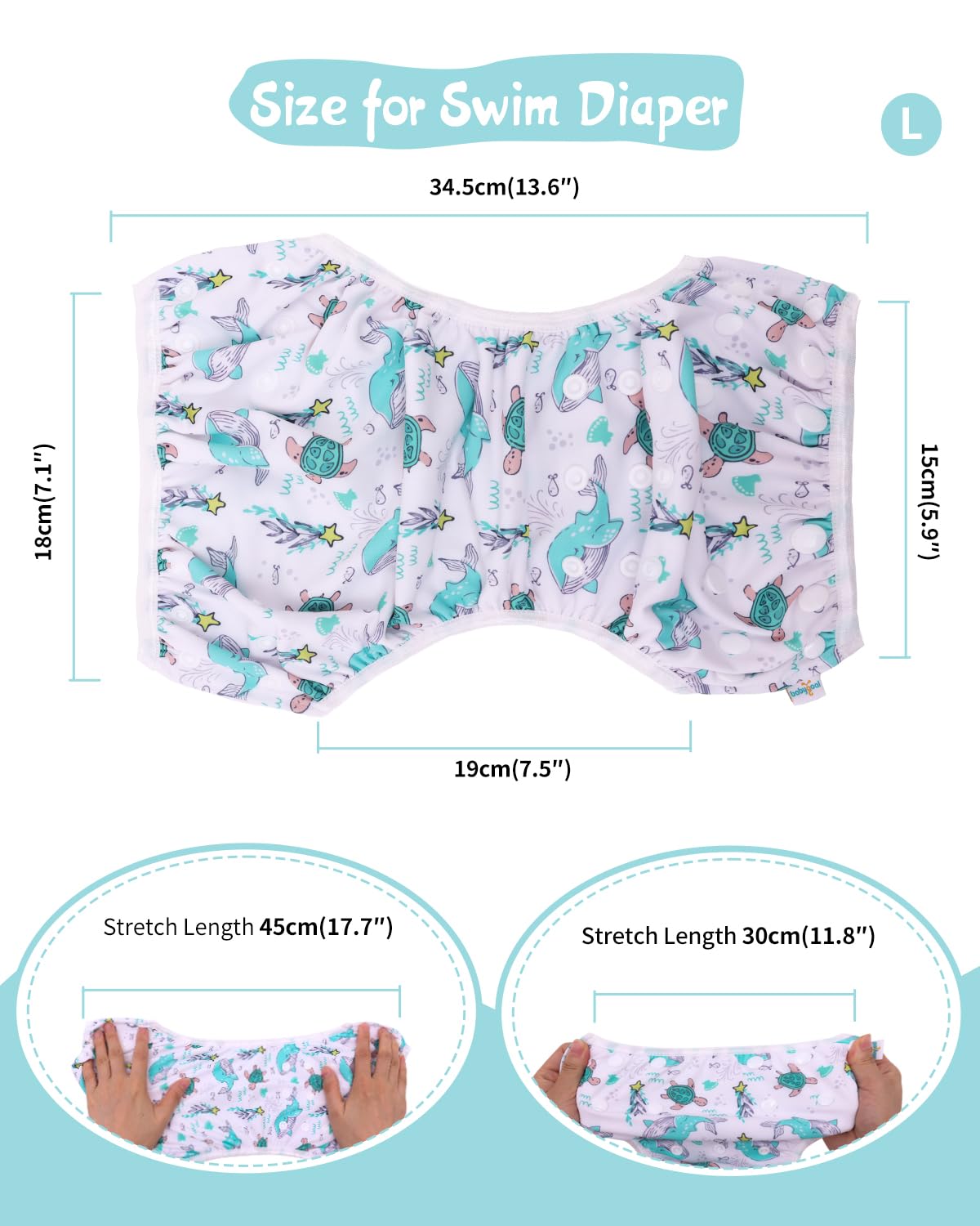 babygoal Reusable Swim Diapers with Wet Bag 4 Pack - Adjustable & Washable Water Diapers for 8M-3T Toddler Swimming Lessons-Animal Design
