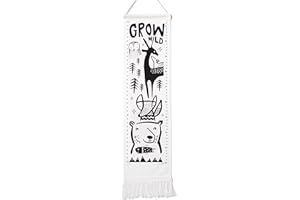 Wee Gallery Woodland Canvas Growth Chart - Wall Hanging Height Chart for Kids Made with Sustainable Organic Fabric - Stylish Child's Room Decoration - (44x13 Inches)