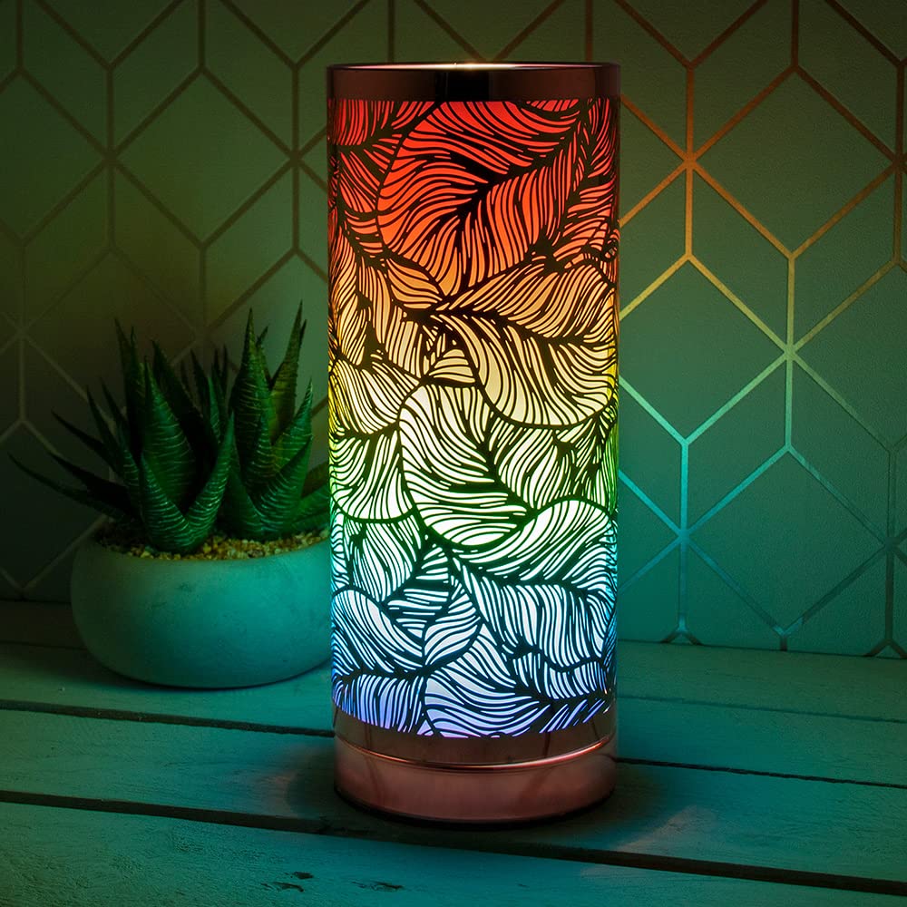 lesser and pavey Cylindrical Desire Aroma Lamp | Rose Gold & Rainbow Leaf Design | 1 Pc