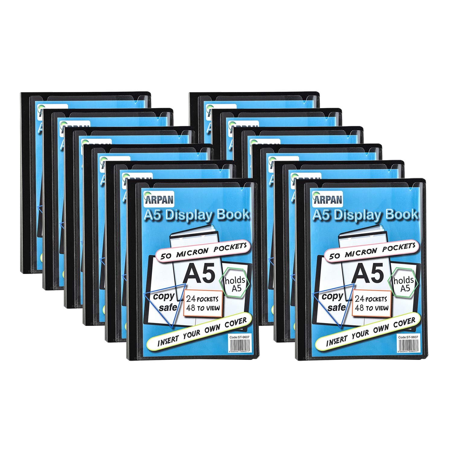 Display Book - 24 Pockets Black Presentation A5 Display Book Folder Folio for Professionals, Business, Students, Projects, School, College & Personal Use by Arpan