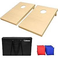 GoSports Tailgate Size Wooden Cornhole Set, Wood/Natural