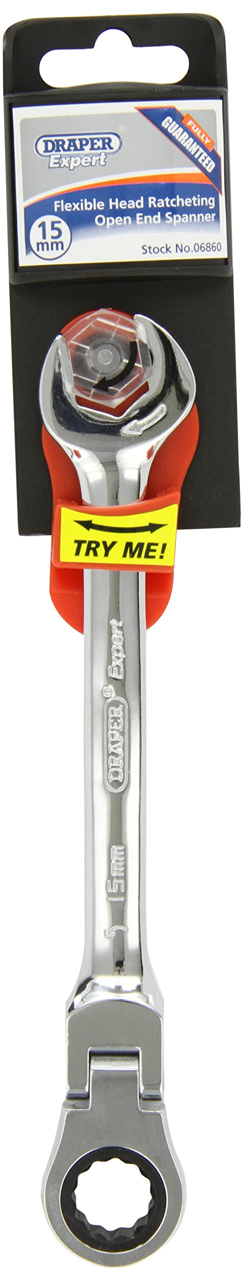 Draper Expert 06860 15mm O/E Flex Ratchet Spanner