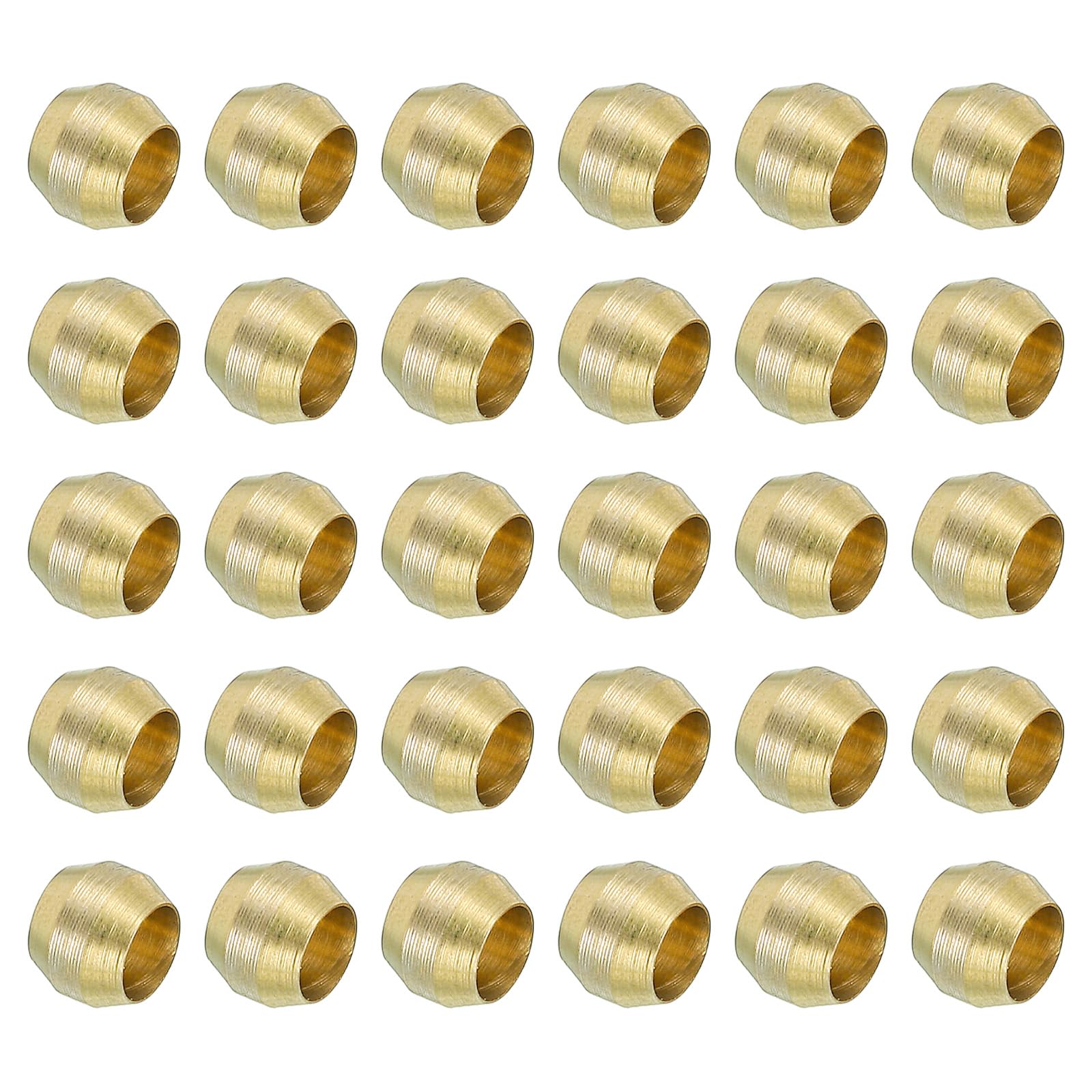 PATIKIL 4mm ID Compression Sleeve Ferrules, 30 Pack Brass Sleeve Ferrules Compression Fitting Assortment Kit for Water Oil Air Pipe