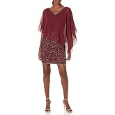 J Kara Women's Plus Size Caplet Short Cocktail Beaded Dress