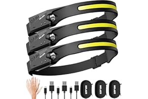 MOLAER Headlamp Rechargeable, 230° Wide Beam Head Lamp, Motion Sensor LED Head lamp, 5 Modes Headlamps for Adults, Bright Head Lights for Forehead, Outdoor Camping Headlight